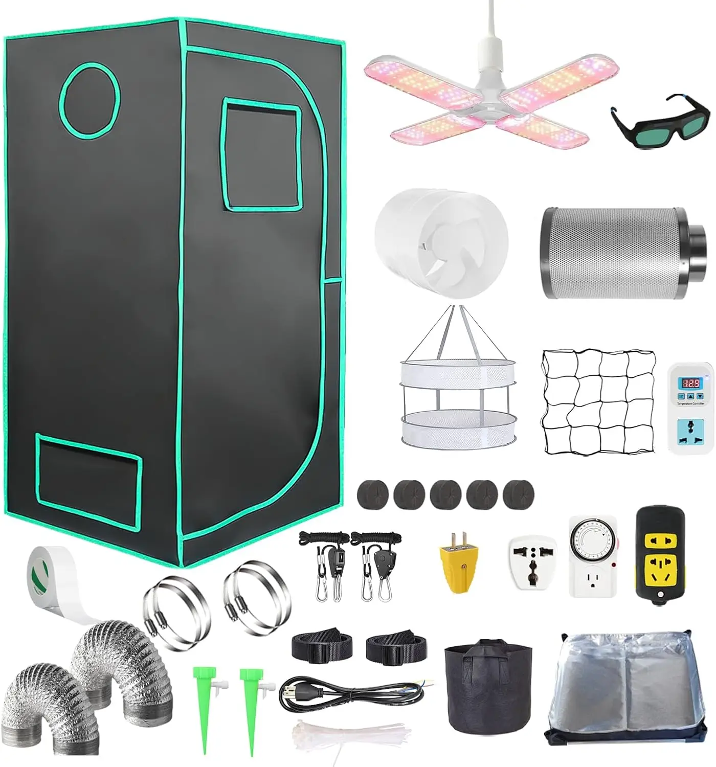 Grow Tent Complete Kit - Komplettes Anbauzelt-Set mit hochreflektierendem Mylar, Indoor-Anbauzelt