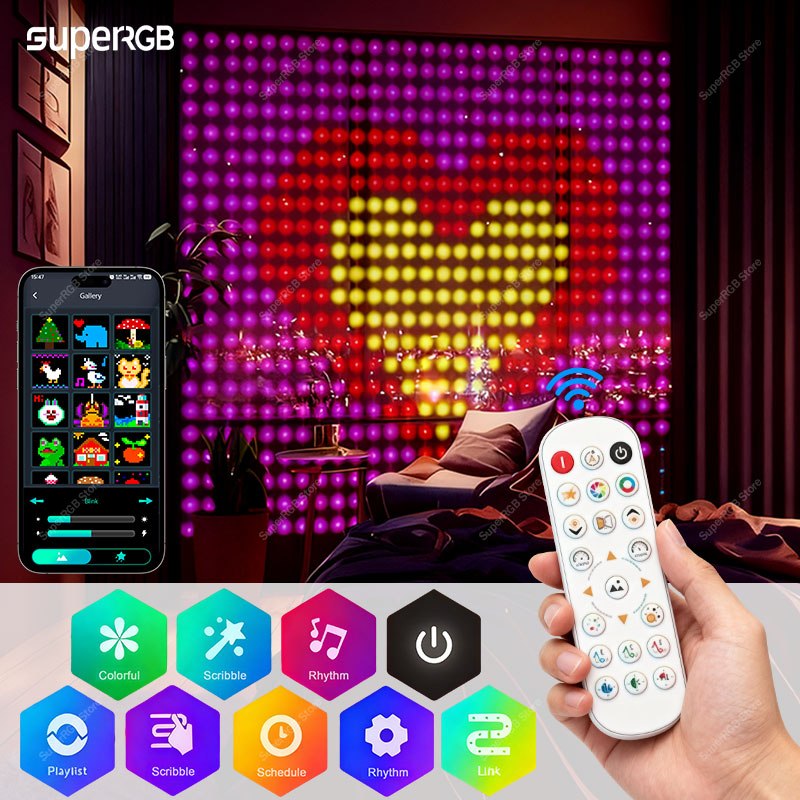 Smart Garden Rooms - Intelligente Vorhangleuchte, RGB-Lichterkette, App-Steuerung mit Fernbedienung,